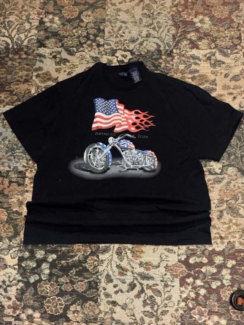 Vintage American Icon Motorcycle Graphic T-Shirt Black Size XL